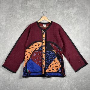 Vintage Jeanne Marc Multicolor Button Up Patchwork Appliqué Quilted Jacket XS
